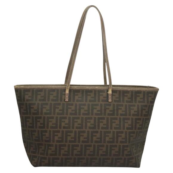 FENDI Zucca Canvas Tote Bag Pvc Brown Black - Picture 3 of 13